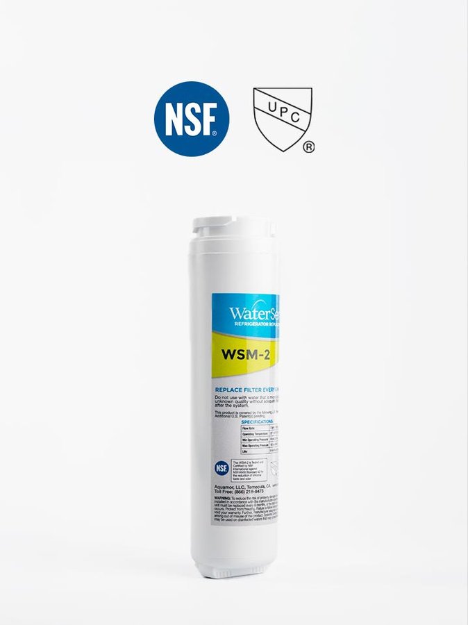 WaterSentinel WSM-2 refrigerator water filter, one of the active models in Aquamor's WaterSentinel retail filter line