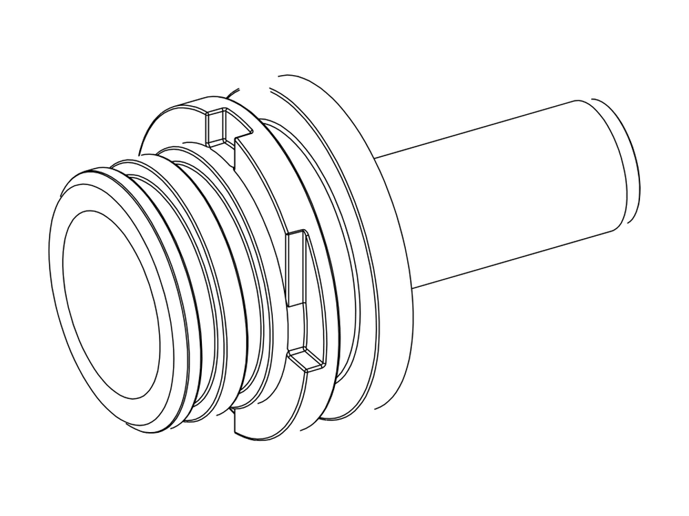 Line drawing of Aquamor fitting, filter head, stem, 1/2 in cts, 5/8 in od, part number 105458