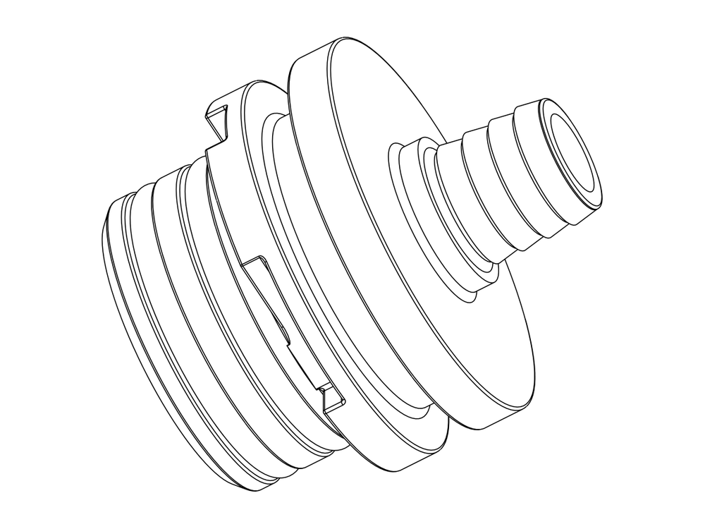 Line drawing of Aquamor fitting, system, 1/2 in barb, part number 306039